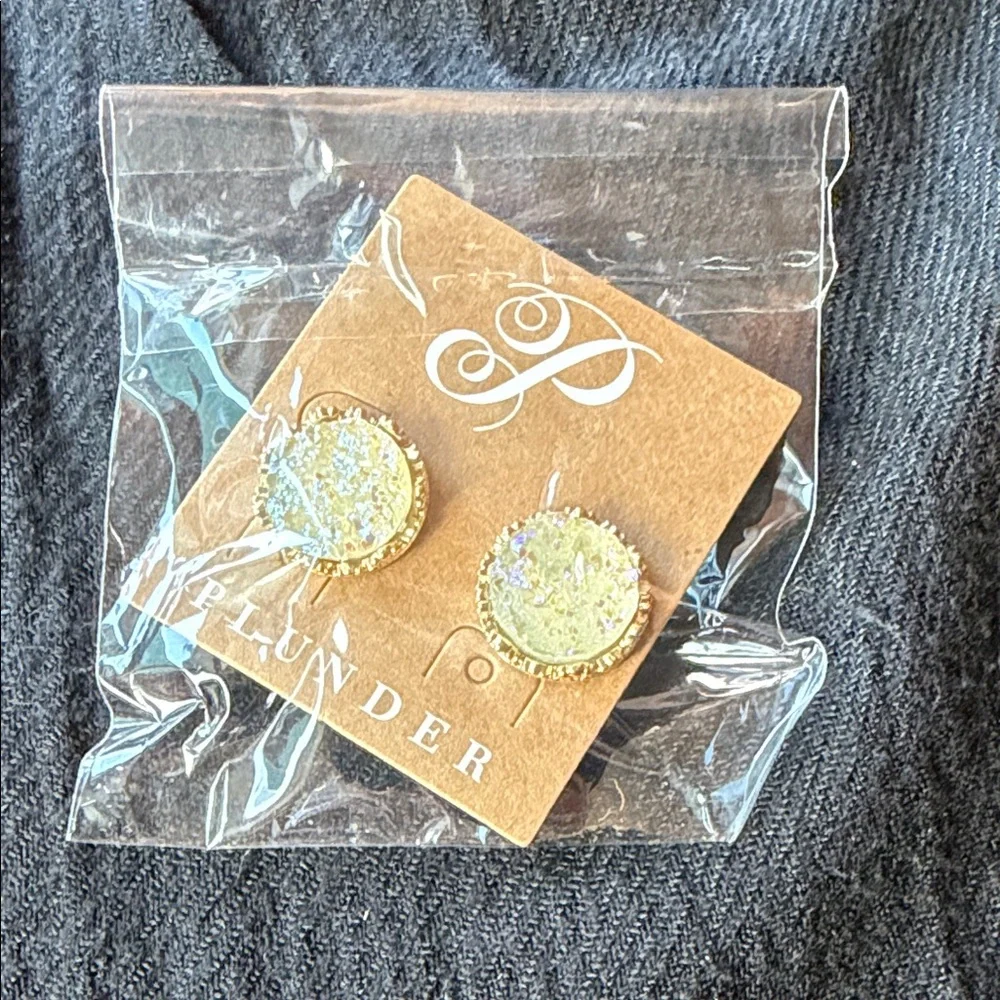 ‼️NWT Plunder Gold and Iridescent Round Earrings
